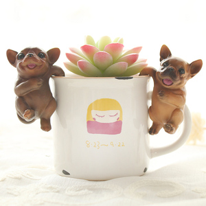 Adornos <span class=keywords><strong>de</strong></span> Macetas con Mini Perros <span class=keywords><strong>de</strong></span> Resina Realistas ROOGO, Decoración Miniatura para Jardín y Hogar - Product Image 3