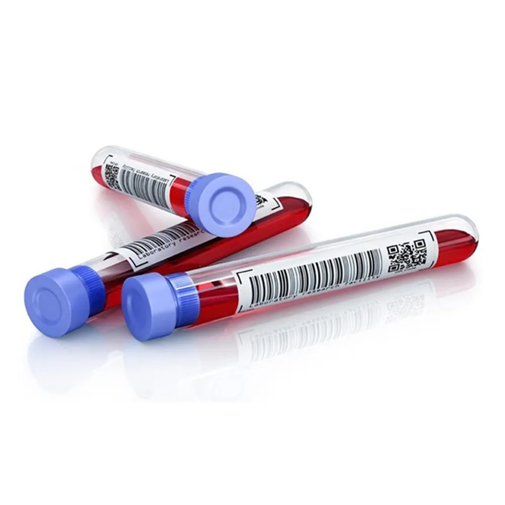De médico adhesivo bajo resistente a la temperatura de sangre etiqueta del tubo y tubo de ensayo de rollo de etiqueta de la etiqueta engomada