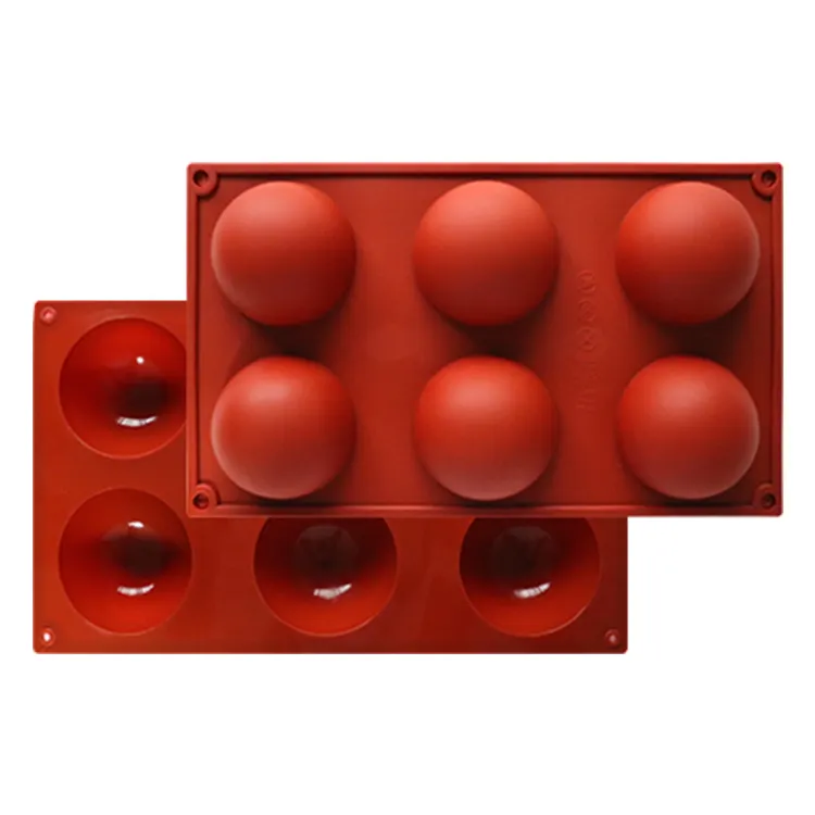 6 Hole Half Sphere Shaped Silicone Baking Mold Semi Sphere Ice Ball Tray