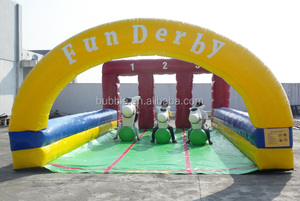 Drôle derby courses <span class=keywords><strong>de</strong></span> <span class=keywords><strong>chevaux</strong></span> gonflables/gonflable 3 voies Course Derby avec Petit Poney - Product Image 2