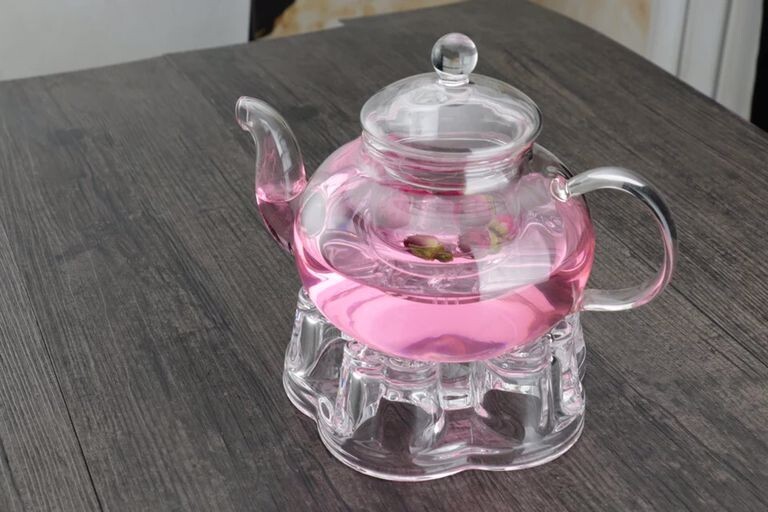 20 oz microwave oven borosilicate glass teapot with  infuser and 6 tea cups