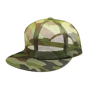 Wholesale Custom High Quality Outdoor Hat Fashion 6 panels Tactical Baseball Cap Camo Printing Full Mesh Nylon Hunting hat