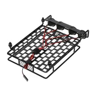 Bandeja de equipaje de techo con luces led para camiones <span class=keywords><strong>Tamiya</strong></span>, rejilla negra D90 D110 Axial RC4WD - Product Image 4