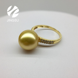 แหวนมุกแท้18 K สำหรับผู้หญิงดีไซน์เรียบง่ายทำจากทองคำแท้สีทองธรรมชาติแหวนมุกทะเลใต้ของขวัญสำหรับผู้หญิงใส่ได้ทุกวันงานหมั้น - Product Image 2