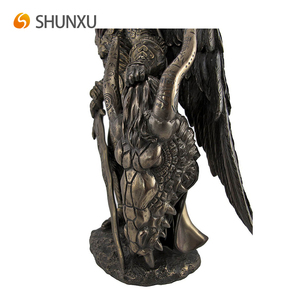 Scultura Artigianale di <span class=keywords><strong>San</strong></span> Michele che Sconfigge il Drago Malvagio, Statua del Guerriero e Protettore, Oggetto da Collezione - Product Image 4
