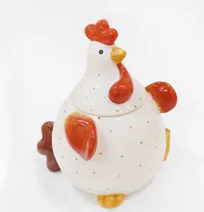 Dier Pasen Decoratieve Grappige Kleurrijke Cock Vorm Keramische Cookie Jar