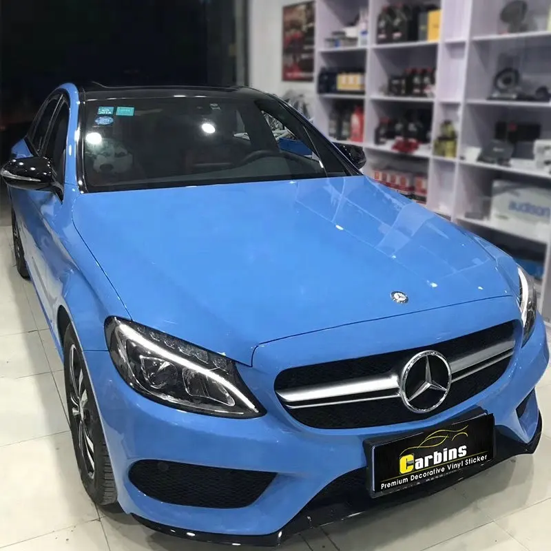 Folha de vinil de alumínio de pvc, alta flexível, envoltório de carros, abu dtali, folha de cores personalizada azul