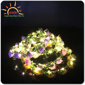 Diadema <span class=keywords><strong>de</strong></span> <span class=keywords><strong>Flores</strong></span> <span class=keywords><strong>de</strong></span> Plástico LED Duradera <span class=keywords><strong>para</strong></span> <span class=keywords><strong>Niñas</strong></span>, Ideal <span class=keywords><strong>para</strong></span> Bodas y Vacaciones en la Playa - Product Image 2