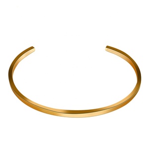Bracciale Unisex in Acciaio Inossidabile, Bracciale Rigido Aperto in Acciaio Dorato - Product Image 2
