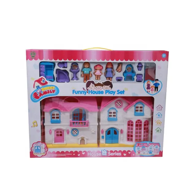 Casa de muñecas en miniatura de plástico para niños, juegos de muebles a la venta