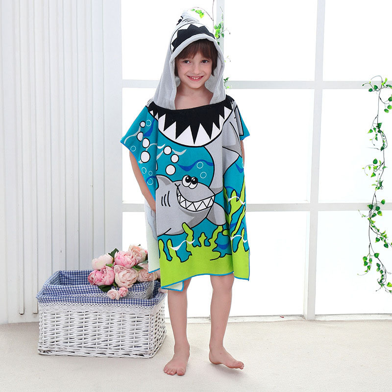 Extra Large Personalized Colorful Shark Pattern Towel - Oversized Custom Beach, Pool & Bath Towel For Kids, Adults, Toddlers