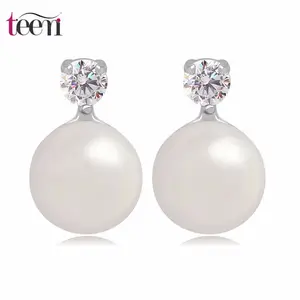 Teemi Trendy Simple Design Tops Fashion Women Jewelry Elegant OL Style Small Size White Sea Shell Pearl Fancy Earrings