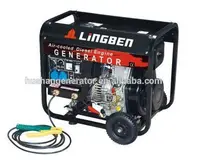 LingBen機械2Kw-5Kwオープンタイプ電気スタートポータブル中古ディーゼルエンジン溶接機兼発電機販売