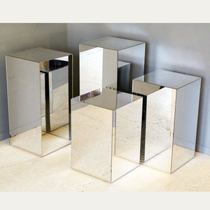 Boîte à cinq côtés en acrylique miroir argenté, socles en acrylique personnalisés, colonnes de mariage pour la décoration - Product Image 4