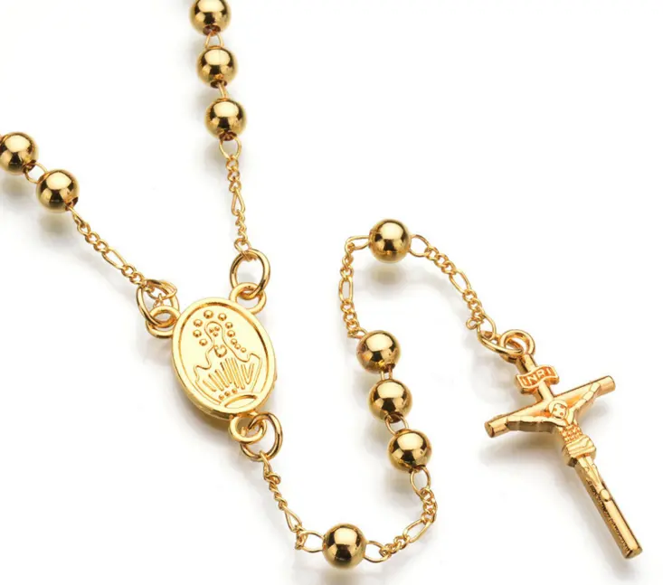 Heißer Verkauf langer HipHop Jesus Cross Metall Rosenkranz Halskette Schmuck für den Großhandel
