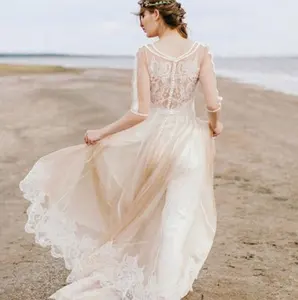 Gaun Pengantin Gaya Baru, Gaun Pengantin Pantai Boho Cantik