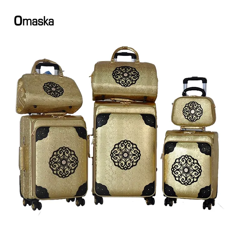 OMASKA Fashion 5 Pieces Trolley Bag19 23 26 Inch Bolso de equipaje PU Leather sac a bagages Travel Luggage with 4 Spinner Wheel