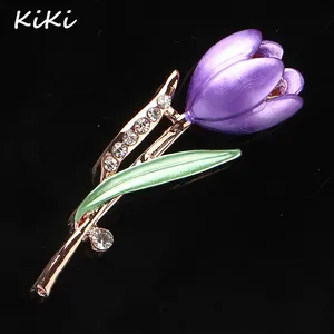 >>> Tulip Bunga Bros Pin Kristal Kostum Pakaian Perhiasan Aksesoris Perhiasan Bros Untuk Pernikahan