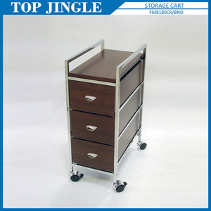 Chariot à 4 niveaux gris en plastique et métal avec tiroirs - Product Image 3