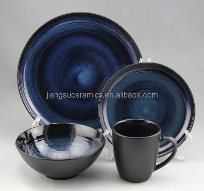 Gradiënt Blauw Steengoed Servies Set Servies