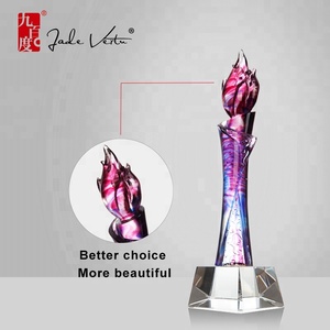 Trophée en forme de flamme de feu en cristal K9 Jadevertu, forme de bougie, haute qualité, pâte de verre, art, logo personnalisé gravé, coloré - Product Image 4