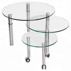 Plateau de table <span class=keywords><strong>rond</strong></span> en <span class=keywords><strong>verre</strong></span> <span class=keywords><strong>trempé</strong></span> teinté noir personnalisé, structure creuse pour salle à manger, extérieur, hôtel, éclairage industriel, entrepôt - Product Image 3