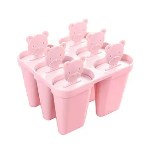 online Top Seller 2024 Kitchen Cartoon Cute DIY PP Material 6Pcs Animal Juice Lolly Tray Popsicle Ice Cream Chocolate Mold