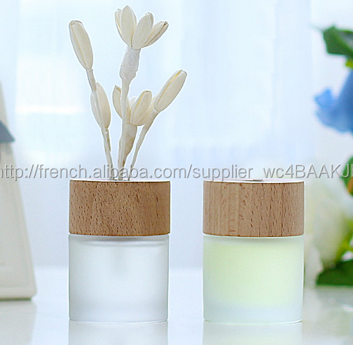 La maison Parfum 100 ml Givré Rond Bouteille Bouchon de Bois Sola Fleur Naturel Reed Diffuseur TS-FD194