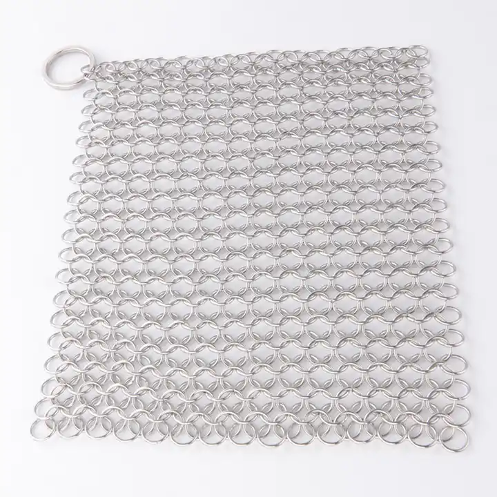 7x7 Stainless Steel Cast Iron Cleaner 316l Chainmail Scrubber For Cast Iron  Pan Cast Iron Scraper Round - Buy 7x7 Stainless Steel Cast Iron Cleaner  316l Chainmail Scrubber For Cast Iron Pan