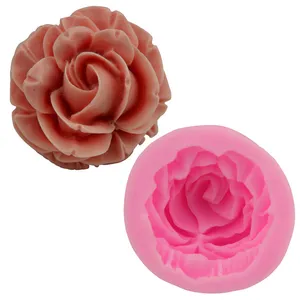 3d Rose ดอกไม้ซิลิโคน Fondant Mold สำหรับเค้กเทียนสบู่