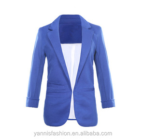 Blazer tendance printemps-automne, couleur bonbon, col en V, manches trois quarts, costume féminin, petit costume, veste décontractée pour le travail, <span class=keywords><strong>OL</strong></span> - Product Image 3