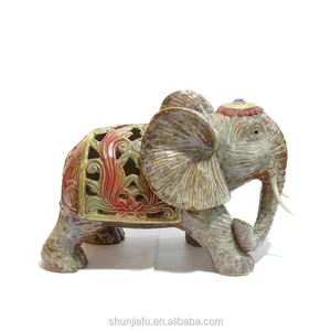 Vietnam Style Folk Art Ceramic Animal Elephant Statues