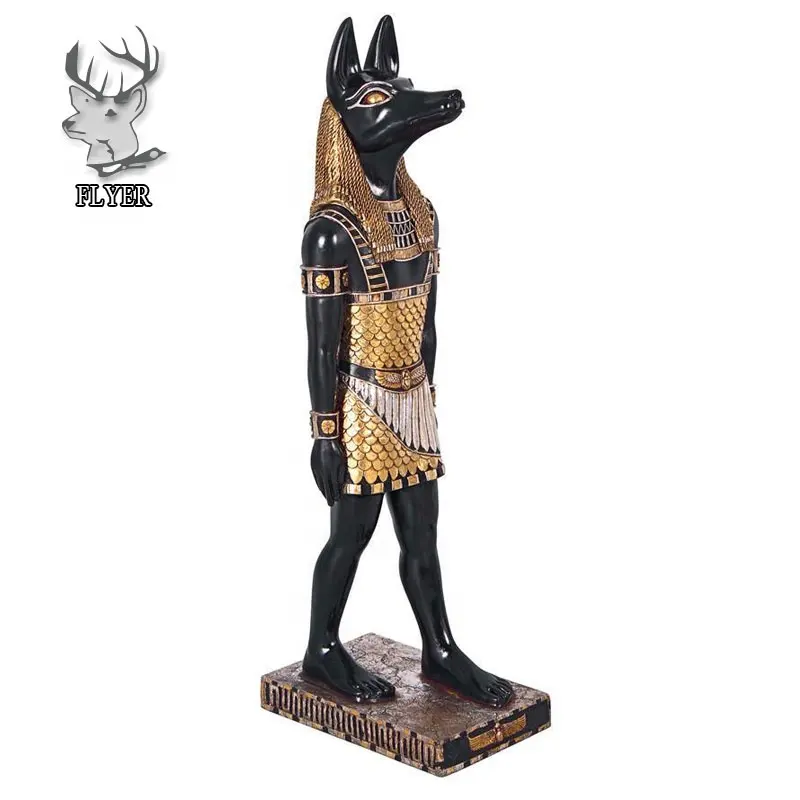 Statue en fibre de verre grandeur nature en gros d'usine la Statue d'Anubis chacal-dieu égyptien antique