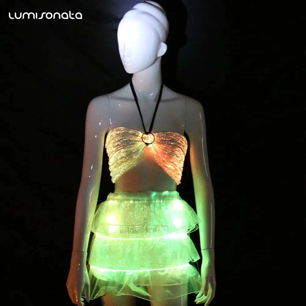 Işık Led fiber optik elbise gece kulübü bar ve parti sahne performansı gösterisi