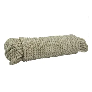 High Tensile Strength Natural Color 1/4" solid braided cotton rope for clothesline & Windows