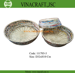 ตะกร้าไม้ไผ่ผลไม้แกะสลักสีธรรมชาติมีรูปแบบลายขวางของตกแต่งบ้านงานฝีมือไม้ไผ่ - Product Image 4