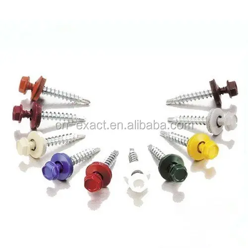 painted hex head drilling screw EPDM washer roofing screws