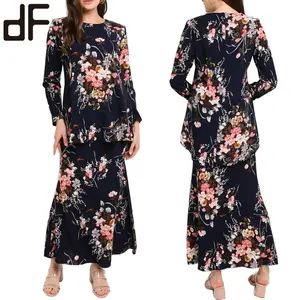 Baju Kurung Modern Malaysia Islamic Clothing Muslim Dress Suit Polyblend Floral New Style Custom Baju Kebaya indonesia