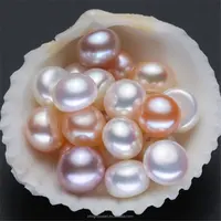 Pearl Freshwater Pearls Large Hole Freshwater Pearls 4-8mm AAA Grade Natural Genuine Real Pearl Half Drilled Cultured Fresh Water Freshwater Button Shape Loose Pearls No Hole