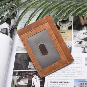 A mio figlio o a mia figlia borsa regalo Anti-magnetico porta carta corta borsa pazzo cavallo in pelle RFID portafoglio con Clip - Product Image 4