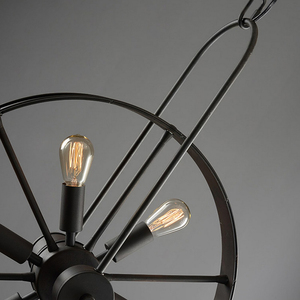 Ruota in ferro d'epoca retrò lampada a sospensione lampadario industriale loft - Product Image 6