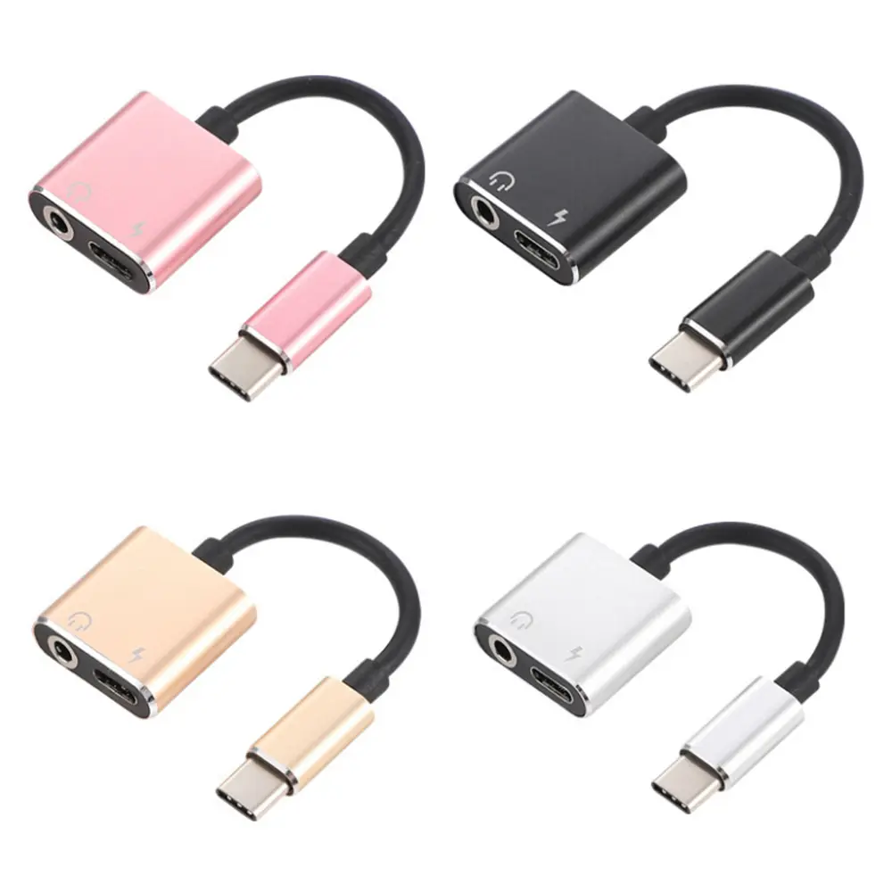 Aluminum alloy 2-in-1 headset adapter to 3.5mm type-c headset adapter for charging free shipping