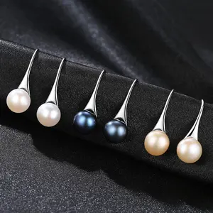 925 Silver Earring CZCITY White Gold Plated Earring Hooks Beautiful 925 Silver Natural Pearl Stud Earring For Women