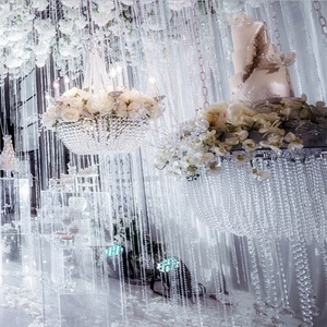 F-1527 Vente en gros d'usine Rideau <span class=keywords><strong>de</strong></span> porte suspendu décoratif transparent pour mariage avec perles en cristal - Product Image 1