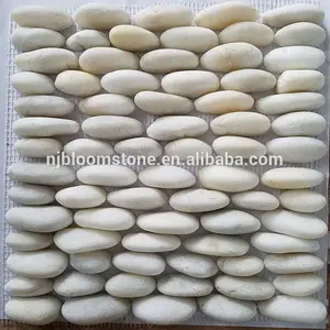 High Polished river rock yellow cheap standing pebble mosaic tiles for wall