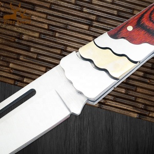 Cuchillo de supervivencia táctico de acero inoxidable de alta calidad, interruptor plegable de bolsillo de madera para acampar, engranaje personalizable OEM grabado con láser para - Product Image 3