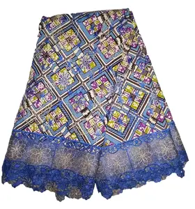 African printed wax fabric with lace ankara wax fabric with guipure lace