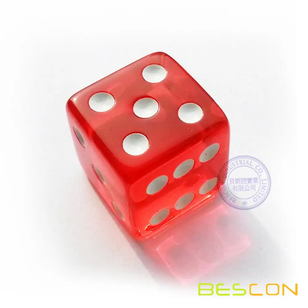 3/4 "dimensioni Dadi Rosso Trasparente dritto 19 MM plastica casino