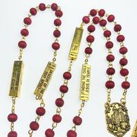 Chapelet parfum parfumé de rose 6*7mm, collier catholique avec cinq mystérieux, au centre de fatma antique en or et croix de jésus