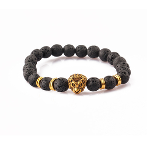 HSQ-5309 mode noir de <span class=keywords><strong>lave</strong></span> <span class=keywords><strong>volcanique</strong></span> <span class=keywords><strong>pierre</strong></span> bracelets d'or hommes bouddha bracelet - Product Image 1